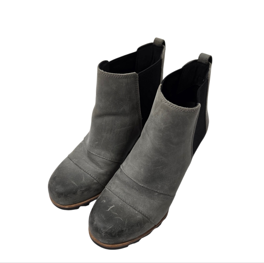 Sorel Joan of Arctic Wedge Chelsea Grey Ankle Boots